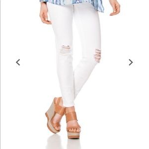 White distressed maternity jeans